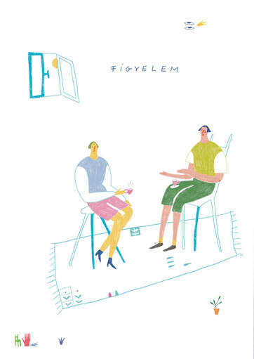 Illusztráció: két ember beszélget, figyelem